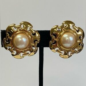 Monet Gold and Pearl Earrings